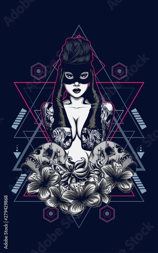 tattoo women logo illustrat...