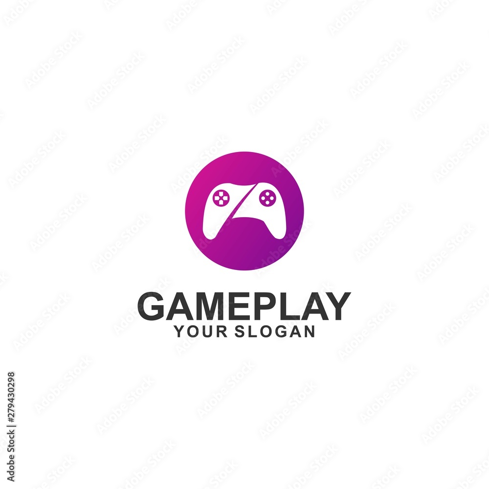 play game logo template design vector illustration silhouette