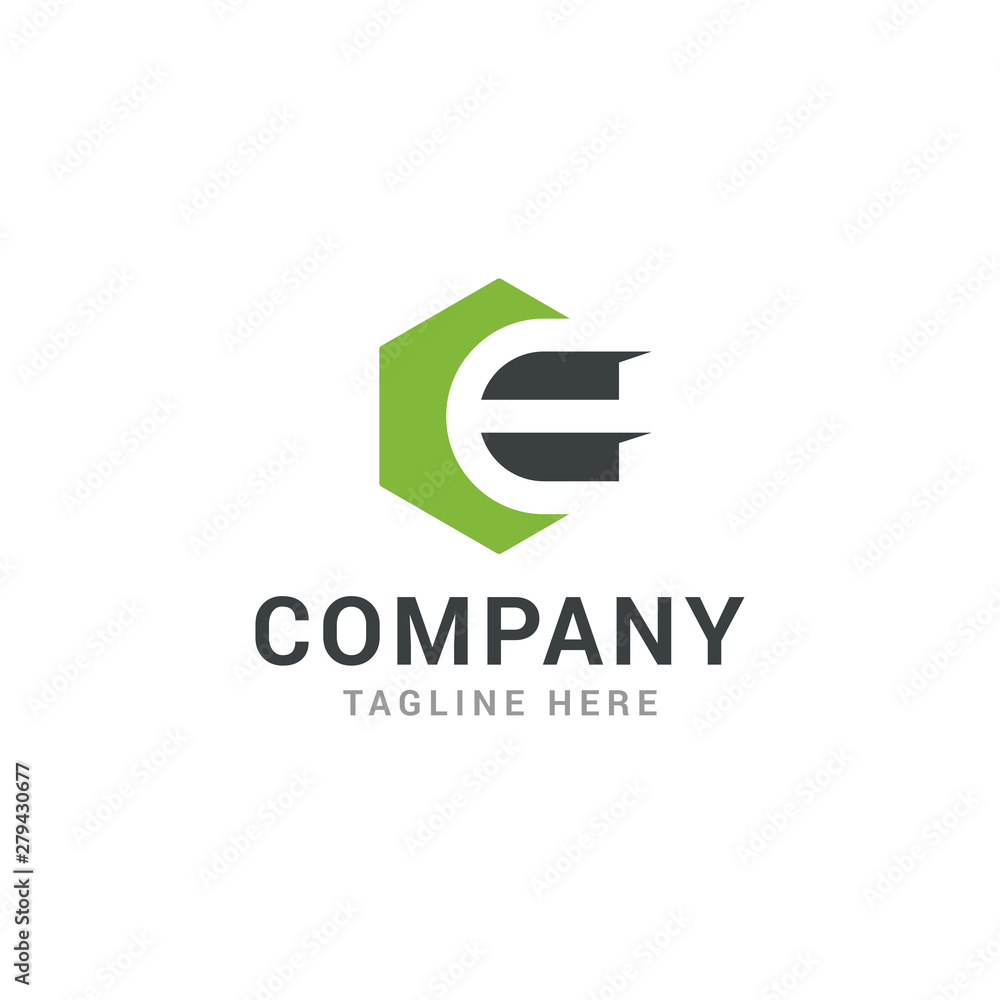 Hexagonal letter E geometric logo design template - Vector Hexagonal letter E geometric logo design template - Vector