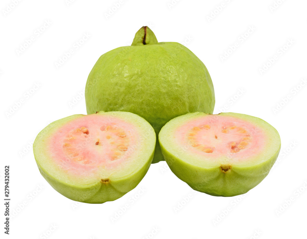 Guava with a half isolated on white