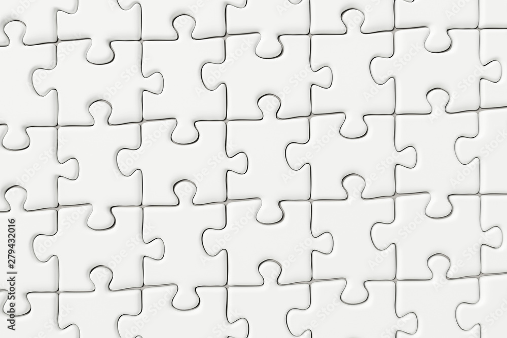 Blank puzzles arranged neatly with white background, 3d rendering. Blank puzzles arranged neatly with white background, 3d rendering.
