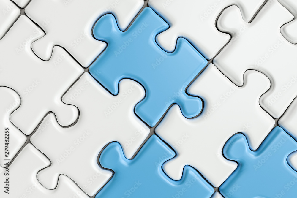 Blank puzzles arranged neatly with white background, 3d rendering. Blank puzzles arranged neatly with white background, 3d rendering.