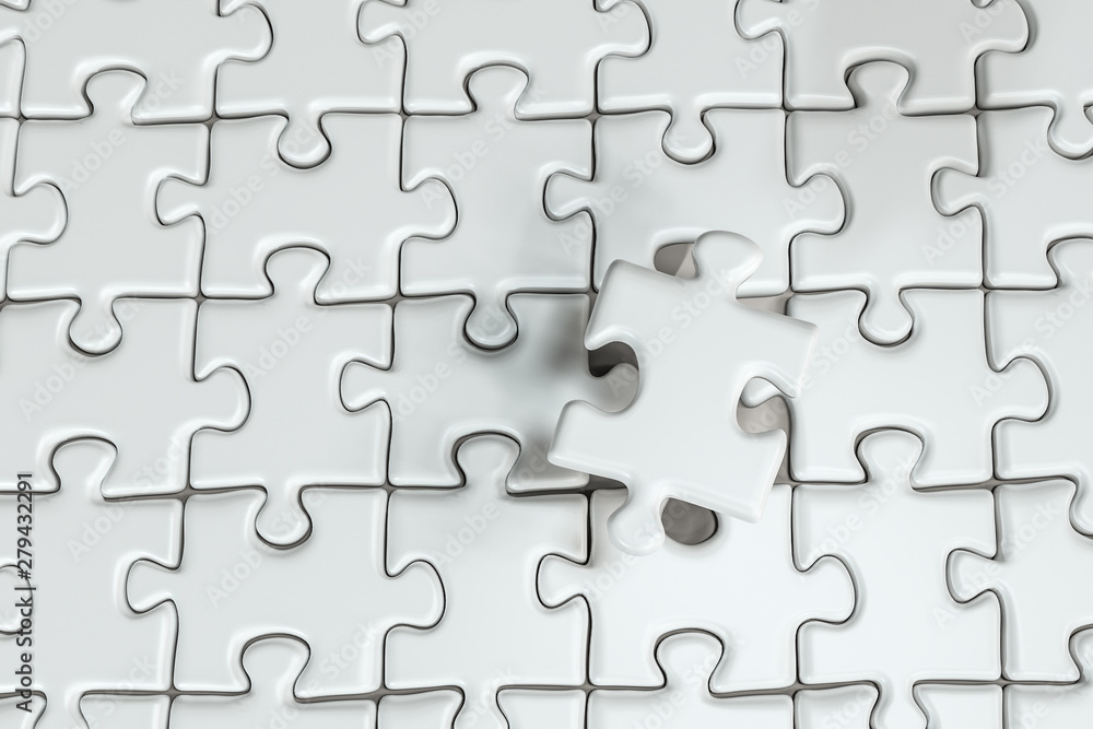 Blank puzzles arranged neatly with white background, 3d rendering. Blank puzzles arranged neatly with white background, 3d rendering.