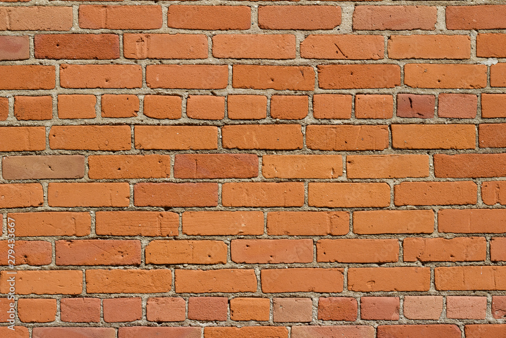 Obraz premium Shabby chic old deteriorating red clay brick wall background texture