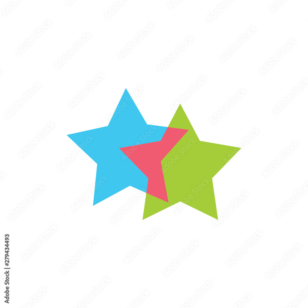 Obraz premium linked geometric two star symbol logo vector