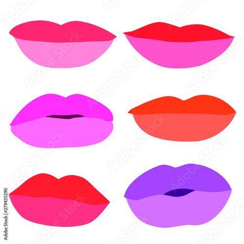 mouth colour lipstick on white background illustration  Vector