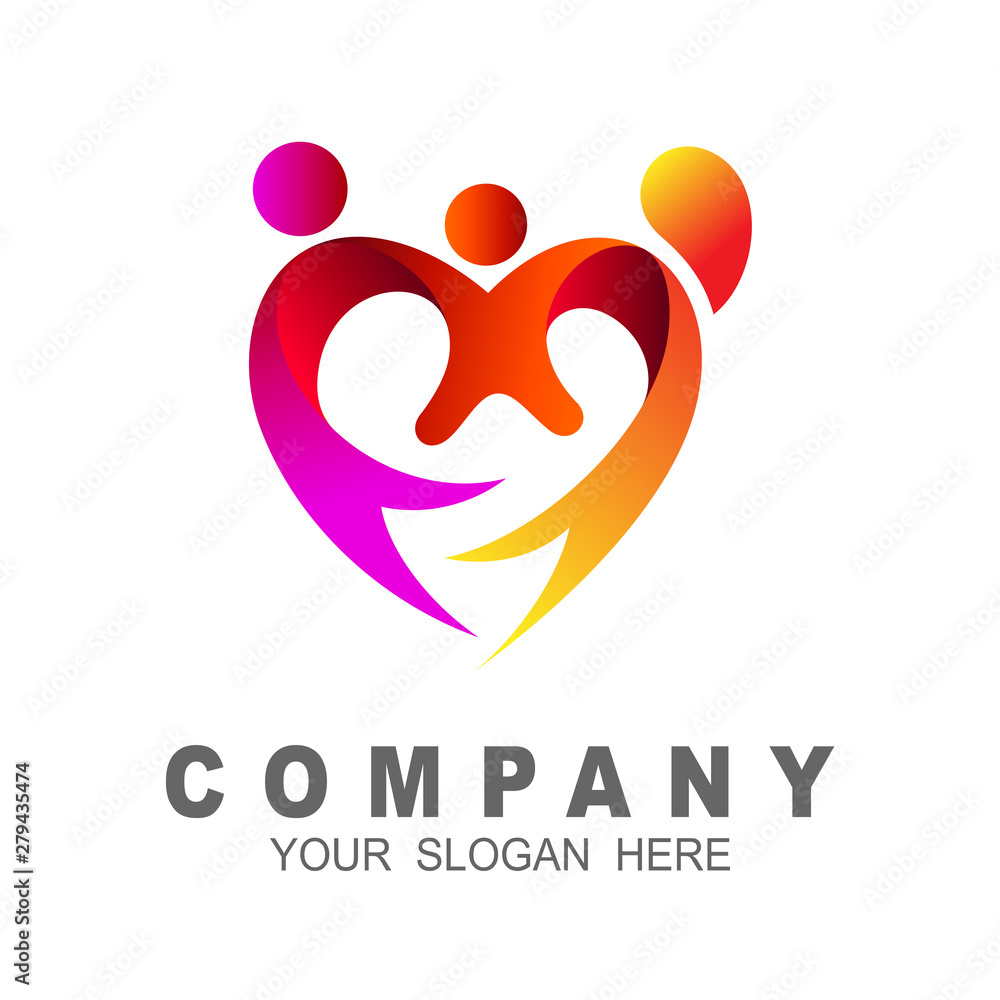 people logo with love illustration, family icon, heart and human symbol people logo with love illustration, family icon, heart and human symbol