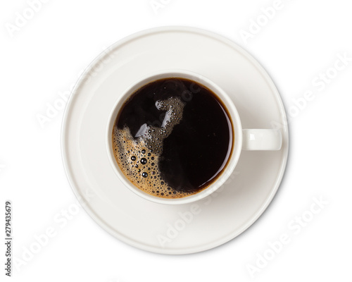 coffee cup top view isolated on white background. with clipping path.