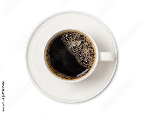 coffee cup top view  isolated on white background. with clipping path.