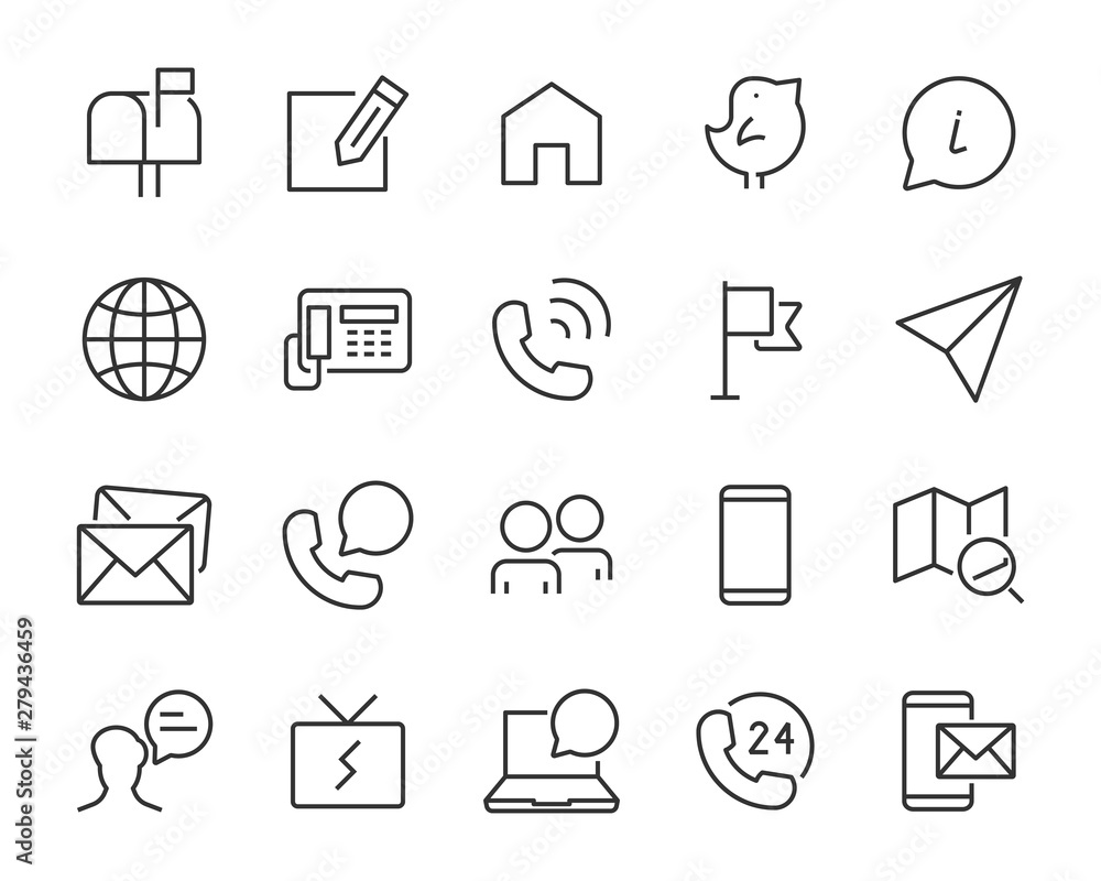 set of contact icon, such as address, phone, mail, social media set of contact icon, such as address, phone, mail, social media