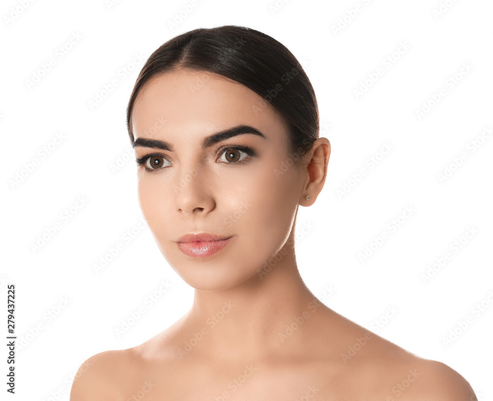 Young woman with beautiful face isolated on white Young woman with beautiful face isolated on white