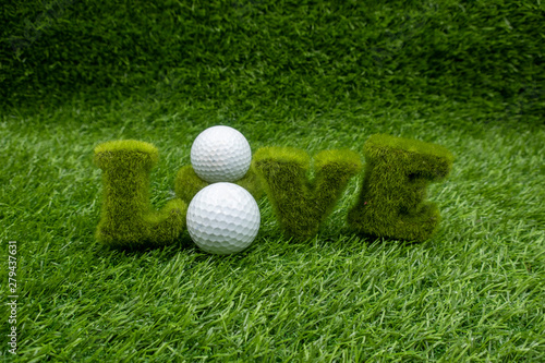 Golf with love on green grass