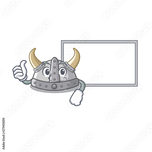 Thumbs up with board viking helmet isolated with the character
