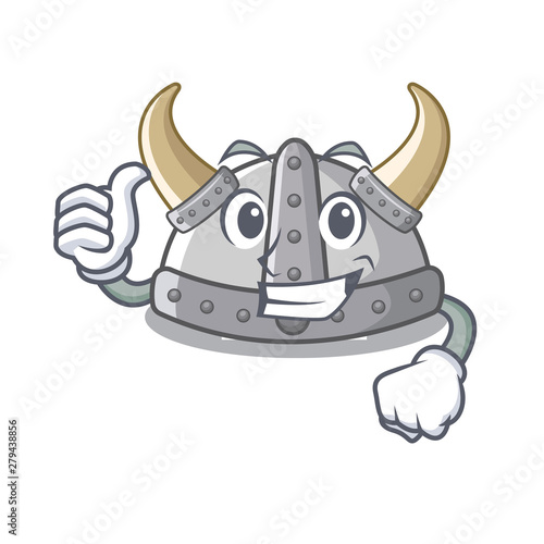 Thumbs up viking helmet in the cartoon shape