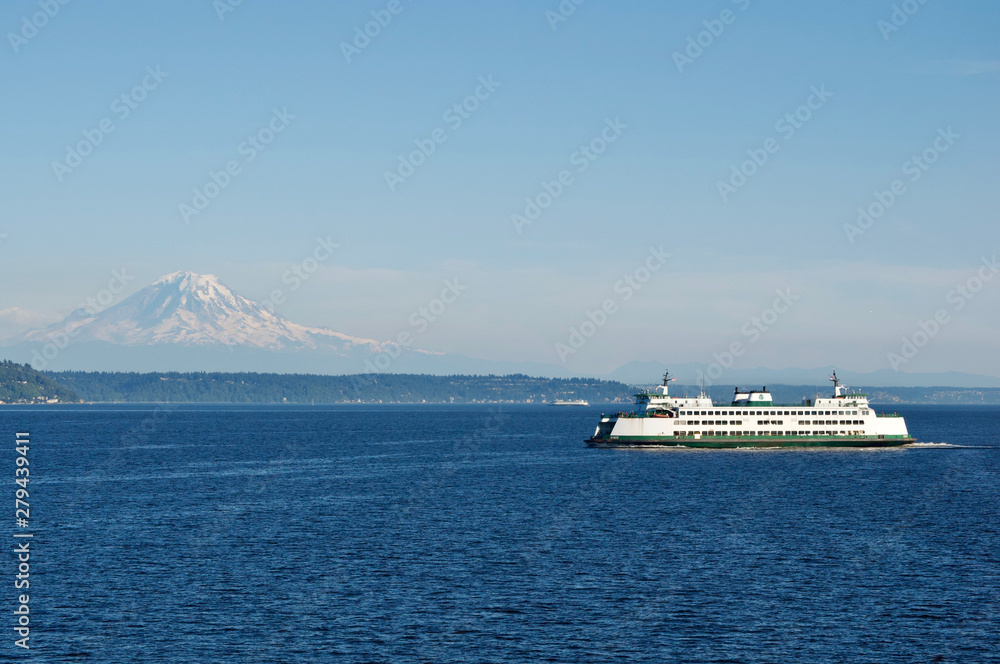 Seattle Ferry and Mt. Rainer