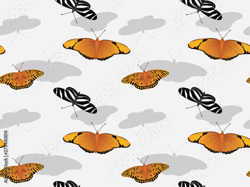 Butterfly Zebra Heliconian Cartoon Background Seamless Wallpaper