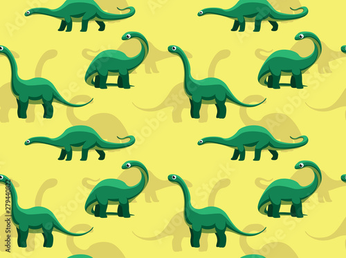 Dinosaur Brontosaurus Cartoon Background Seamless Wallpaper