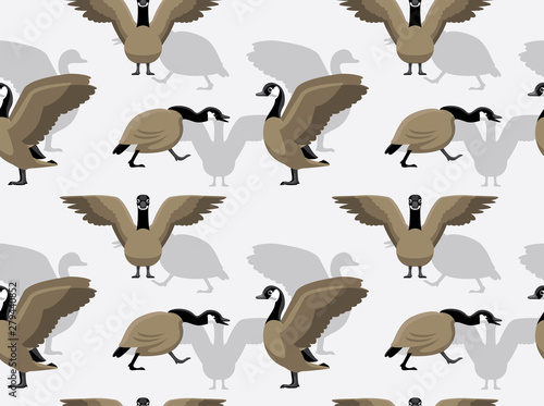 Canada Goose Walking Cartoon Background Seamless Wallpaper
