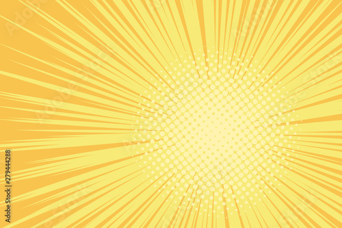 Comic book background. Sunburst halftone pattern in pop art style