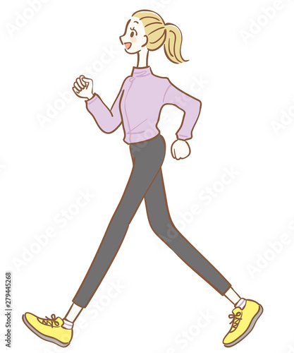 歩いている女性のイラスト