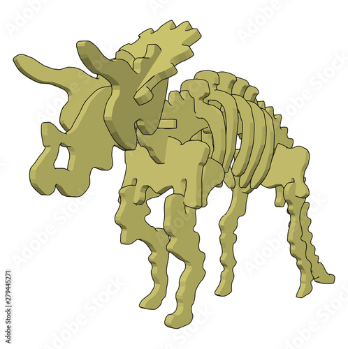 3d dinosaurus skelet, illustration, vector on white background.