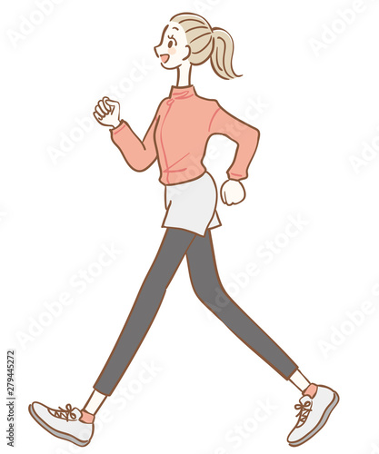 歩いている女性のイラスト