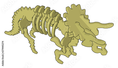 3d dinosaurus skelet, illustration, vector on white background.