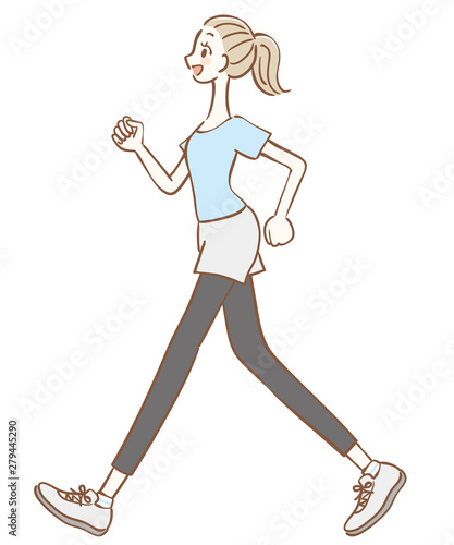 歩いている女性のイラスト