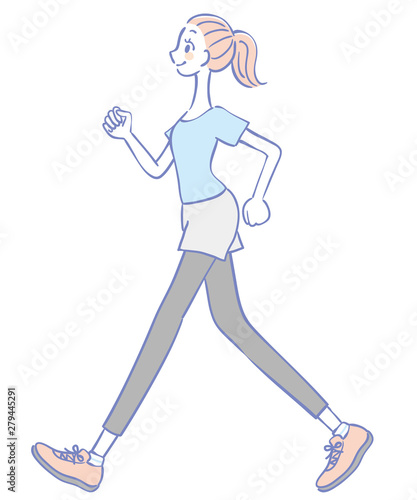 歩いている女性のイラスト