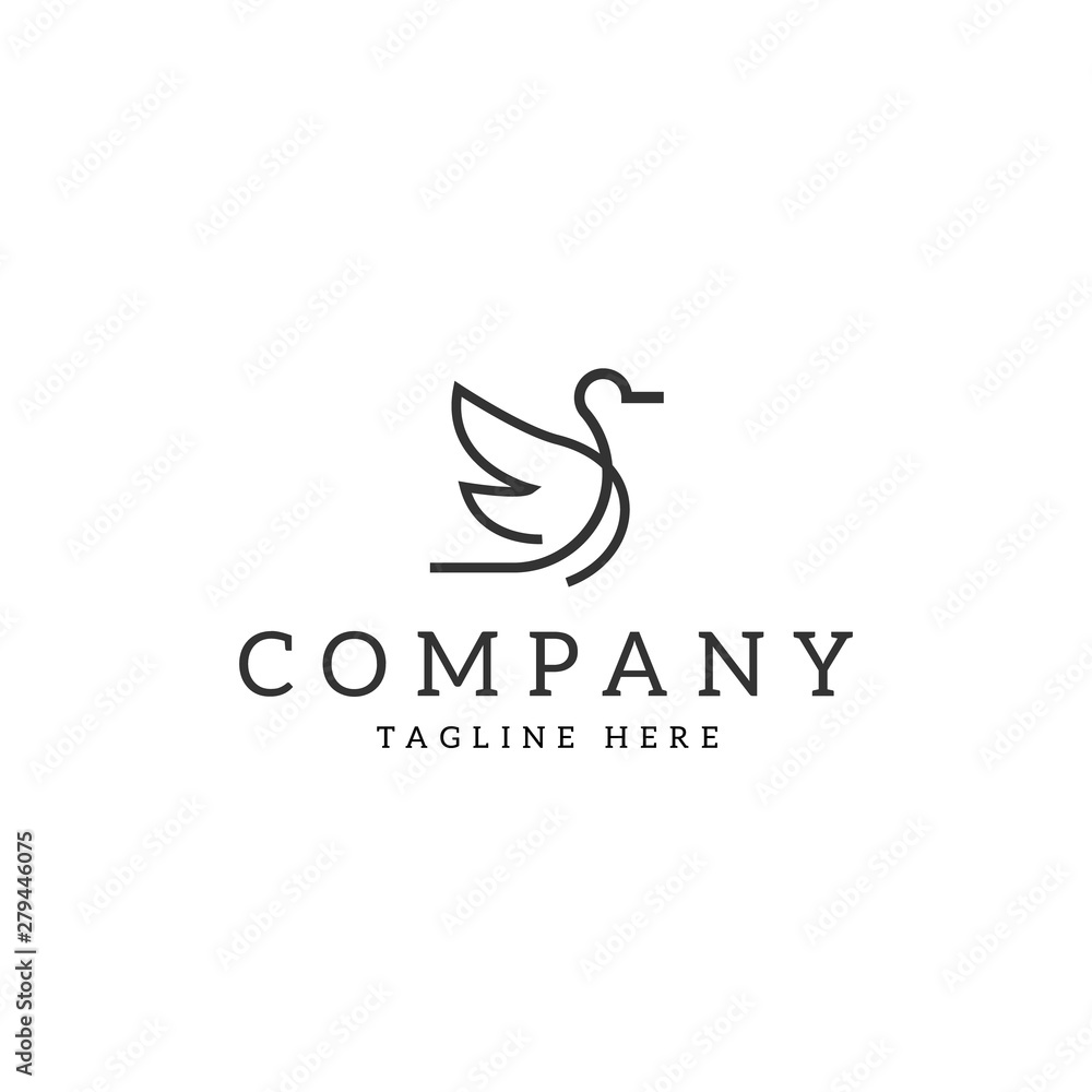 Stork or Duck Fly Logo Design Template - Vector Stork or Duck Fly Logo Design Template - Vector