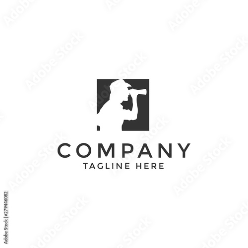 vector image of a man with binoculars - Vector