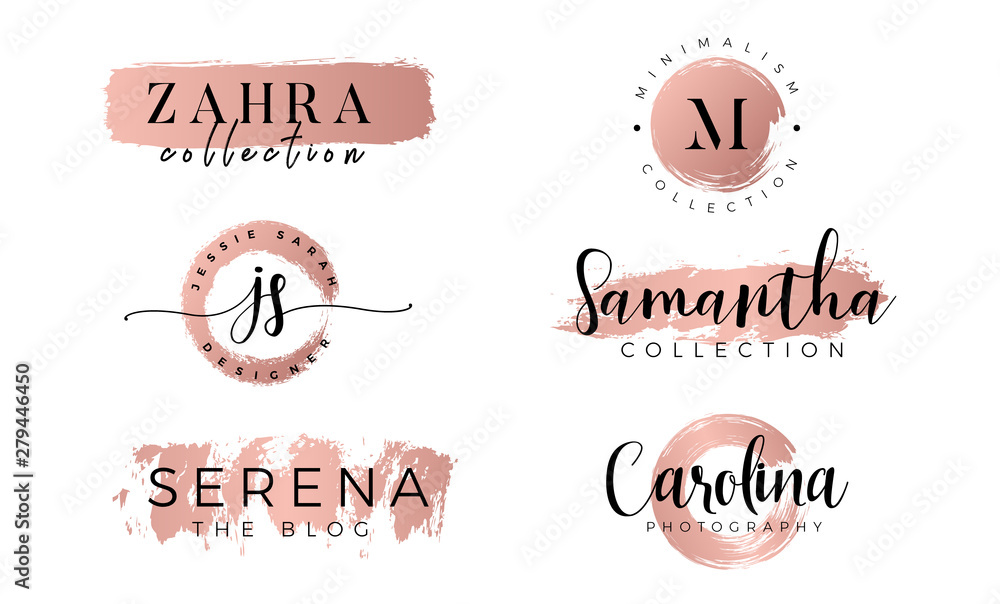 © Astart - Feminine logo set in gold rose - Vector © Astart - Feminine logo set in gold rose - Vector