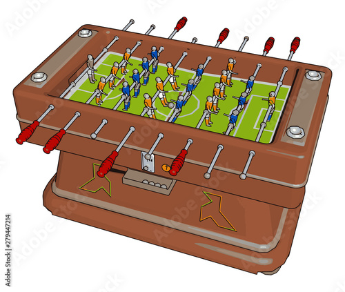 Table football toy, illustration, vector on white background.