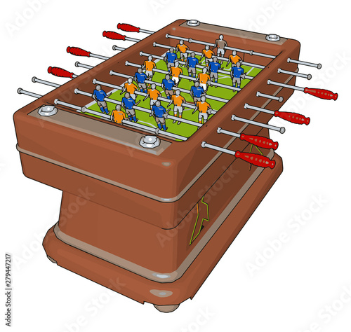 Table football toy, illustration, vector on white background.