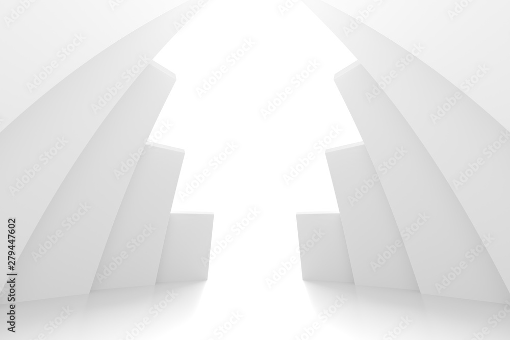 Fototapeta premium White Circular Building. Modern Geometric Wallpaper. Futuristic Technology Design