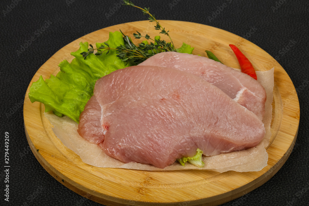 Raw turkey steak