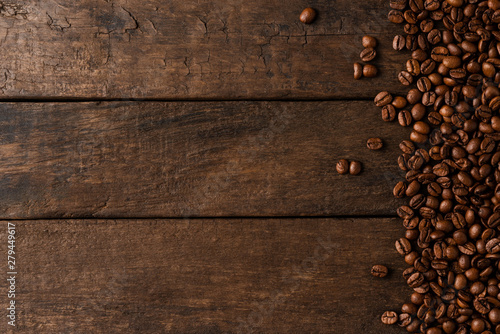 Roasted coffee beans background.