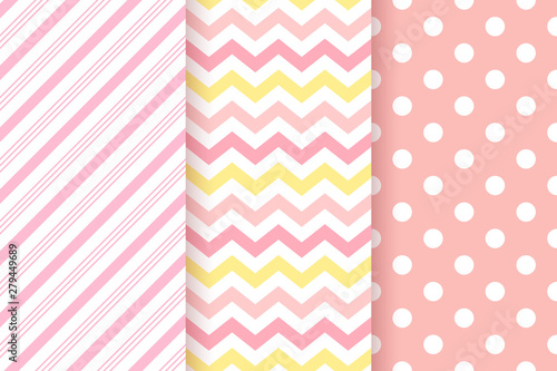 Baby pattern. Pink seamless background. Vector. Baby girl textile print. Cute geometric pastel childish texture for invitation, invite template, card, birth party, scrapbook. Flat design illustration.