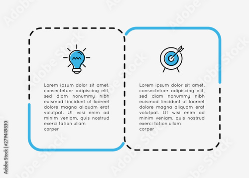 Infographic with business icons and 2 steps. Vector
