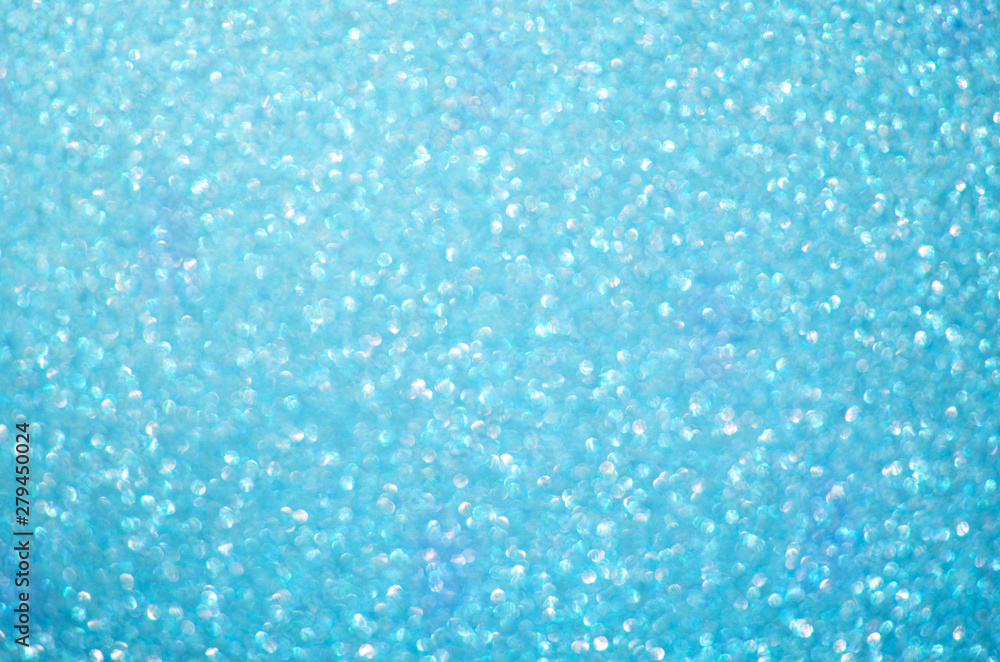 Blue glitter bokeh background. Festive concept. - Image