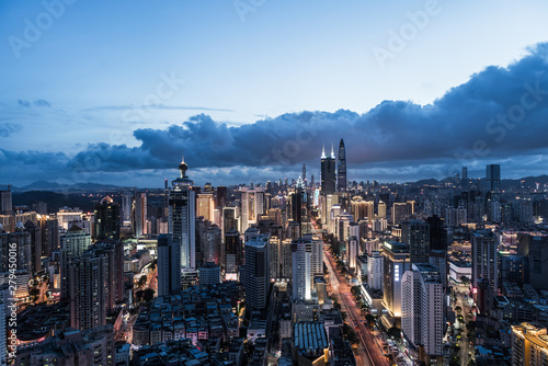 Scenery of Jingji 100 and Diwang Building, Shenzhen, Guangdong, China