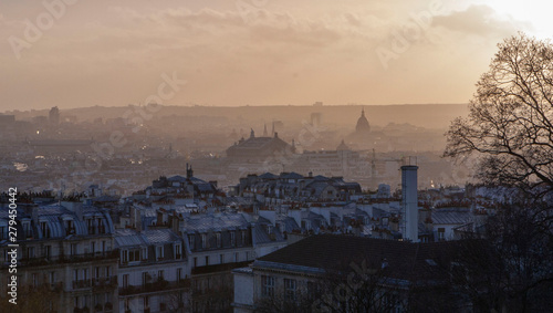 Paris France Montmartre Morning light fog