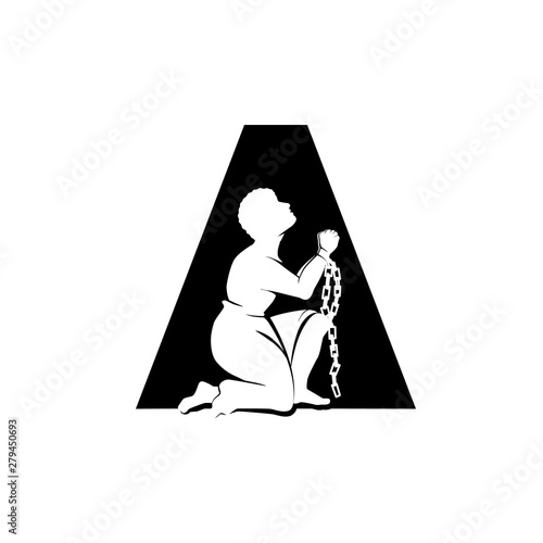 A for Abolition Of Slavery. Abolition Of Slavery Amendment. Slavery Picture. Towards Freedom. Man In Chains. Slave Owners. Vector Figure. Strong Man. Will To Live. 