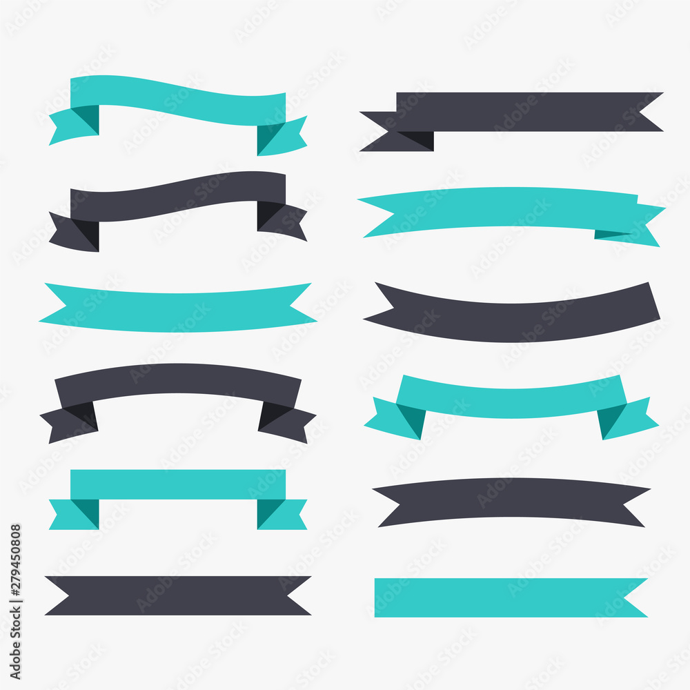ribbons decoration set in black and turquoise color