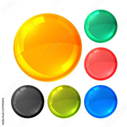 glossy bright circles buttons set