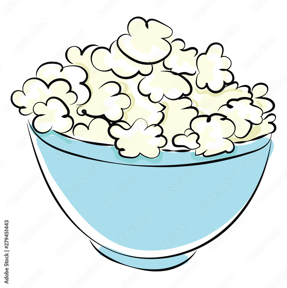 popcorn-in-bowl-illustration-vector-on-white-background-stock-vector
