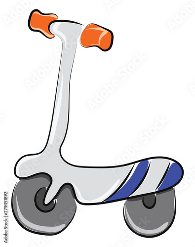 Small scooter, illustration, vector on white background.