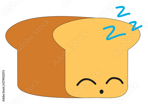 Sleeping bread, illustration, vector on white background.