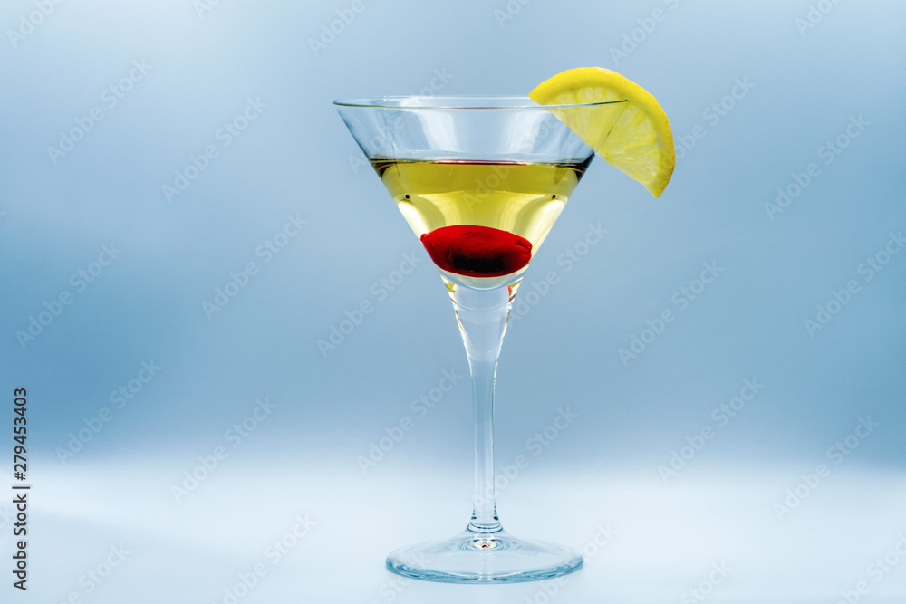 Martini with olive and lemon. Martini with olive and lemon.