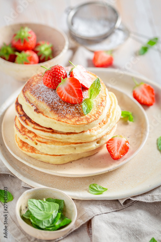 Homemade american pancakes for sweet and tasty breakfast